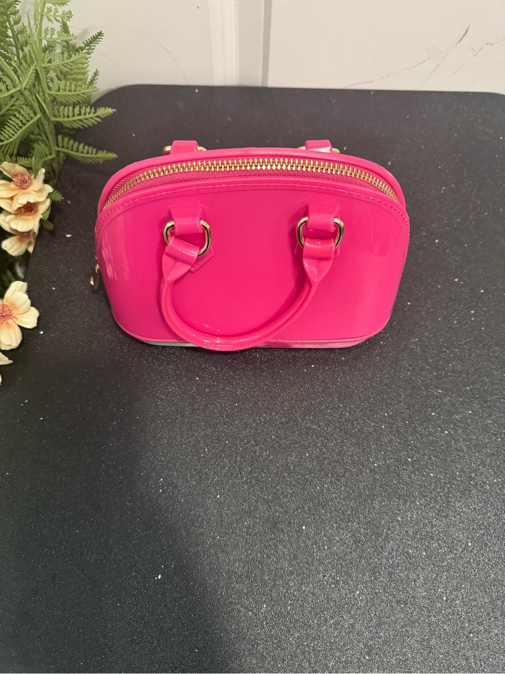 & Other Stories Hot Pink Glossy Mini Dome Bag